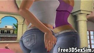 Two sexy 3D cartoon lesbian hotties going at it porn video